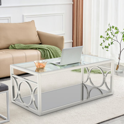 Table basse moderne à 4 pieds avec plateau en verre Modern