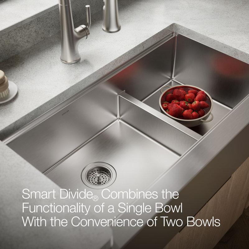 Strive® 35-1/2 In. Undermount Double-Bowl Farmhouse Workstation Kitchen Sink