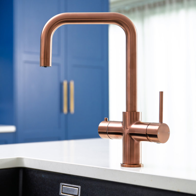 4-in-1 Instant Boiling and Filtered Water Tap - D Shape - 2.4 Litre Boiler, Copper
