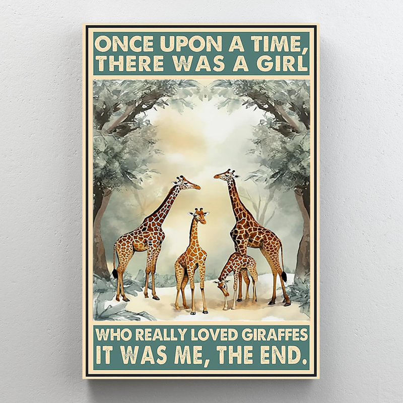 «Who Really Love Giraffes», reproduction d'art graphique sur toile tendue, H 36 po x l 24 po x P 1,25 po