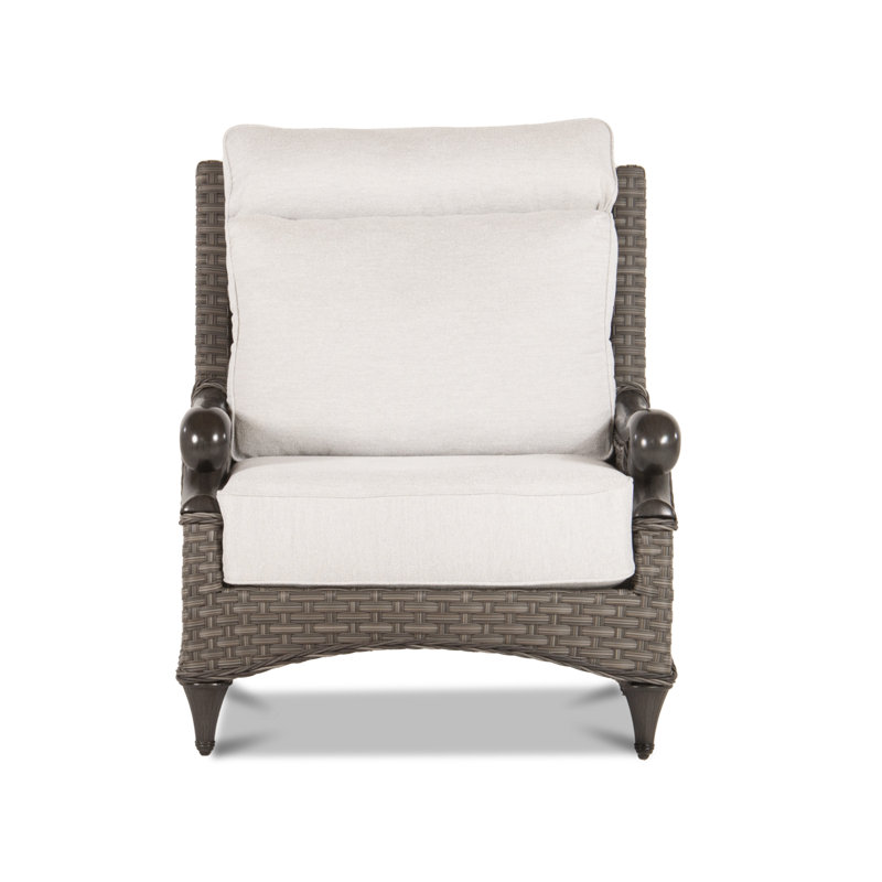 Chaise de terrasse à haut dossier avec coussins Davenport, Extrait Caramel