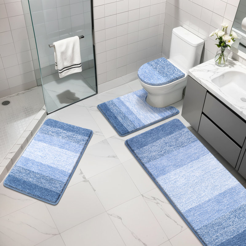 Tapis en microfibre Lazzuro , Bleu / blanc