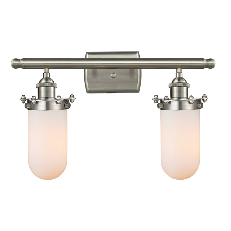 Éclairage pour meuble-lavabo 2 lumières Farview, Nickel satiné brossé, Blanc mat, DEL