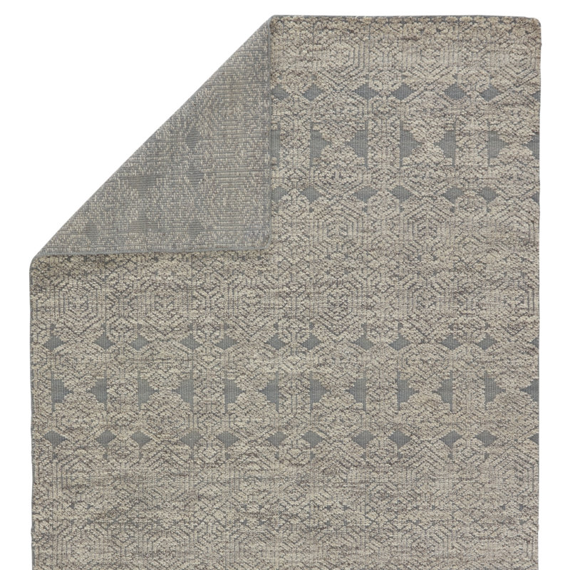 Hand Knotted Wool Area Rug in Gray, Rectangle 10' x 14'