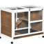 Lapin brun sur roulettes, bureau et table d'appoint, bois imperméable - Scratch - Cage Pet Home