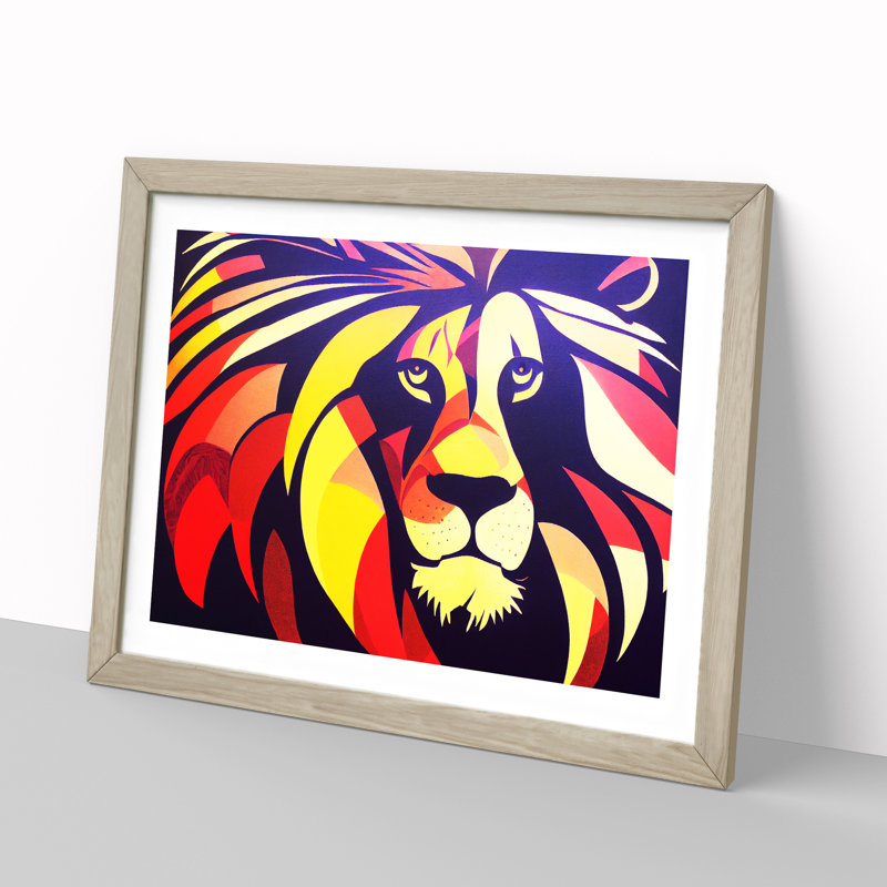 Abstract Lion Vol.4 - Framed Print, 46cm H x 64cm W x 2cm D, Oak