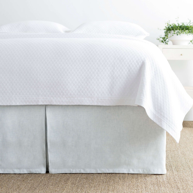 Lush Linen Bed Skirt, White, Queen