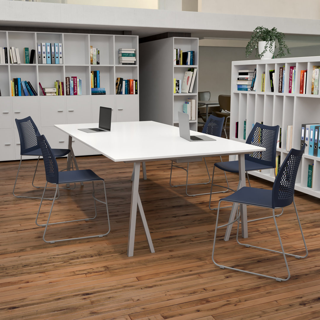 Oliverson Plastic Stacking Lobby Chairs with Honeycomb Backs (Set of 5) Inbox Zero Frame 