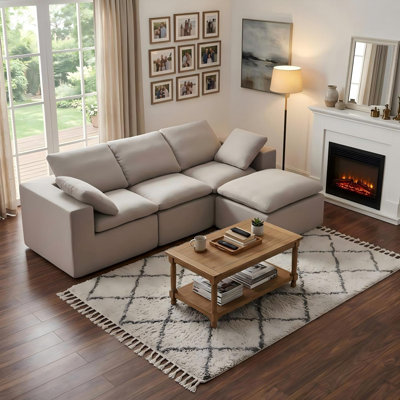 Canapé modulaire modulaire en nuage avec repose-pieds, canapé modulaire réversible avec mousse haute densité et ressorts ensachés individuellement, aucun assemblage requis