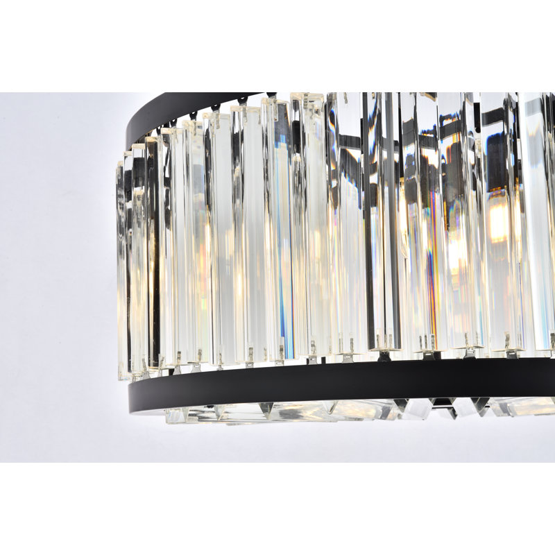 Dorinda 8 - Light Drum Chandelier, Matte Black, Crystal (Clear)