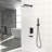 12 Inch Wall Mounted Shower System With Matte Black Appearance & Waterfall Tub Spout, Square Rainfall Head Rain Head, Spout For Tranquil Bath Experience-126673587