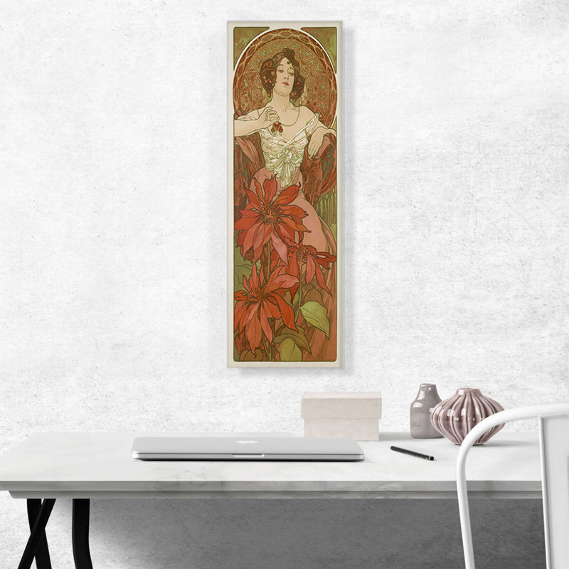 «Precious Stones Ruby 1900» par Alphonse Mucha, reproduction d'art sur toile panoramique, H 36 po x l 12 po x P 1,5 po