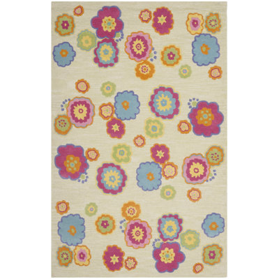 Tapis beige en coton / laine touffeté à la main Claro