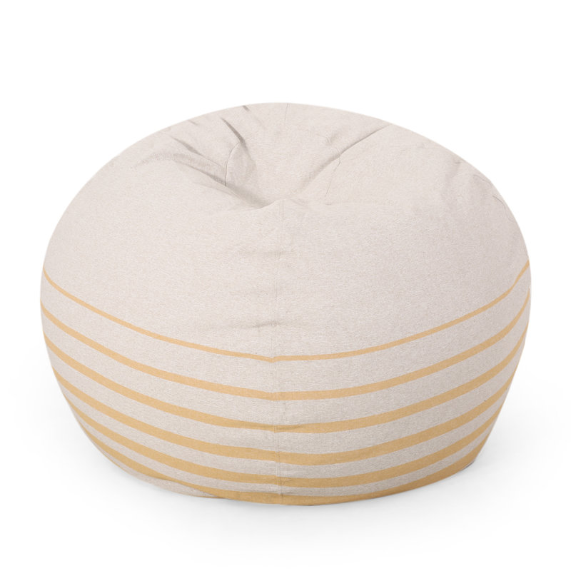 Pouf rond 5 pieds Bohemio, couleur naturelle / jaune rayé