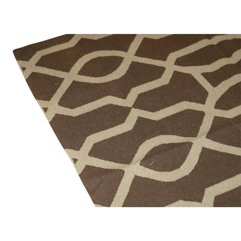 Flatweave Wool Area Rug in Espresso, Rectangle 8'1" x 9'11"