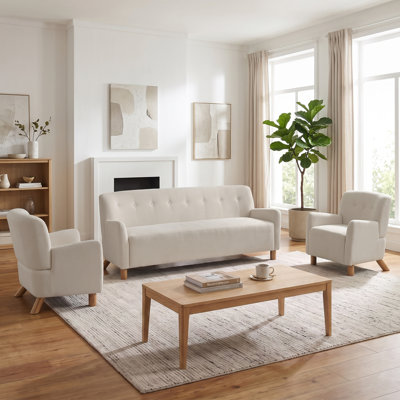 Ensemble de canapé et fauteuils capitonnés 3 pièces Hearthline pour petit espace