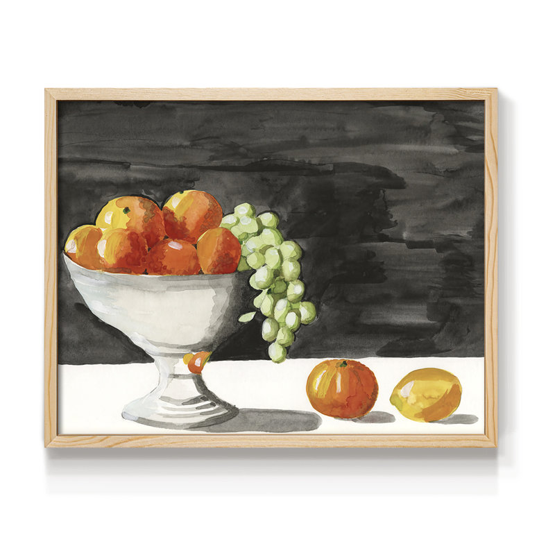 Watercolor Fruit Bowl II - Reproduction encadrée - Restickable, Naturel, H 22 po x l 28 po