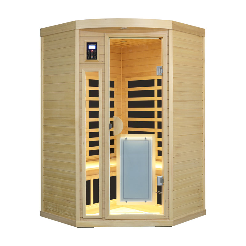 Sauna infrarouge lointain à faible champ électromagnétique Serenwood en bois massif avec commandes numériques