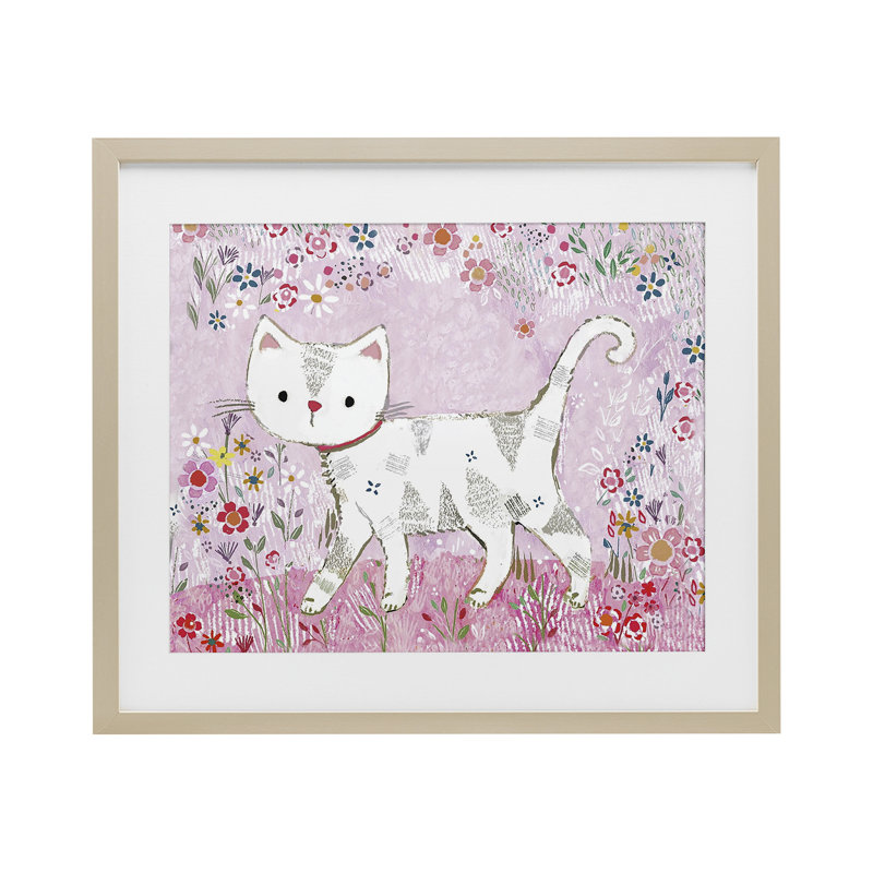 «Walking Cat on Pastel», reproduction encadrée sous verre, par Clare Tupper, H 13 po x l 16 po, Cadre de récolte en pin