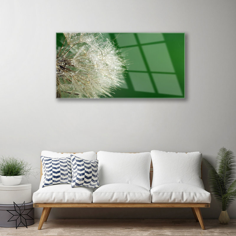Dandelion Floral 1 Piece Wall Art on Glass