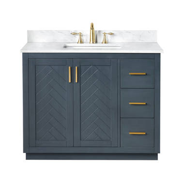 ELSA 42 WALL MOUNTED VANITY WITH REINFORCED ACRYLIC SINK (LEFT SIDE DRAWERS)  (ELSA42LWH)