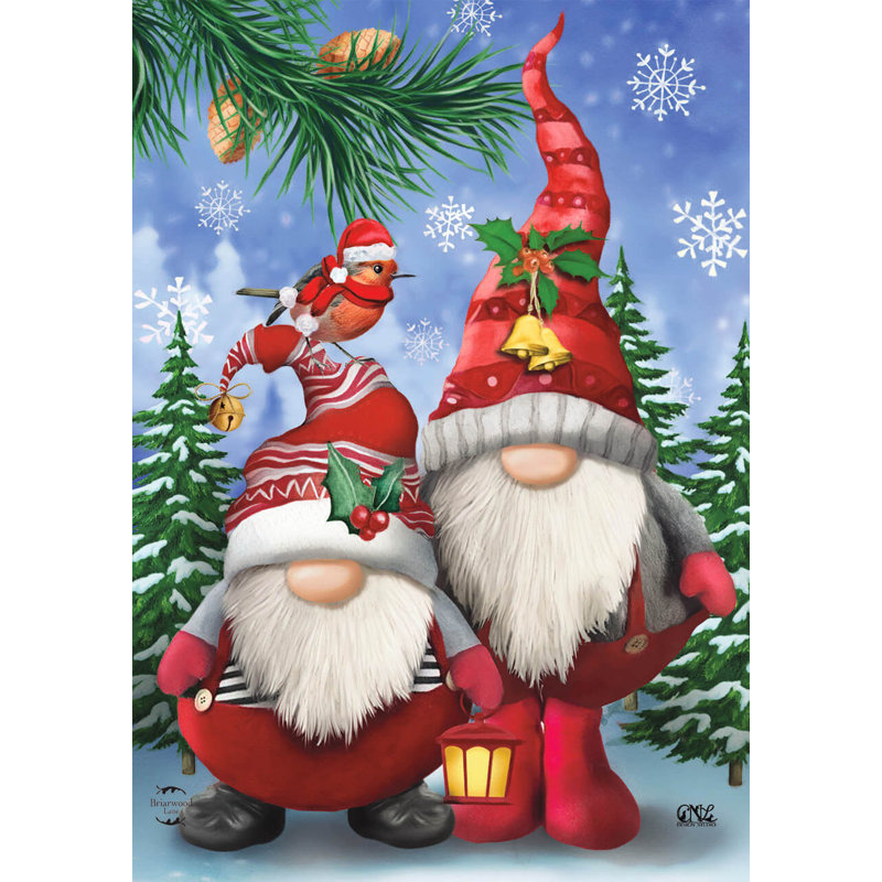 Drapeau de jardin des Gnomes d'hiver, Rouge / Vert / Blanc