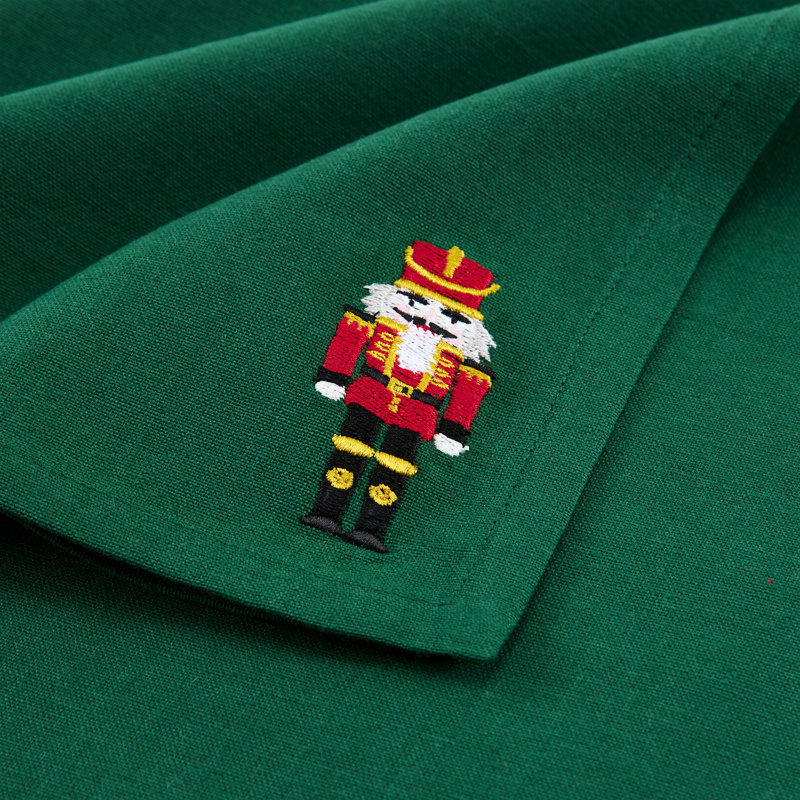 Serviettes de Noël Holiday en coton brodé, Vert