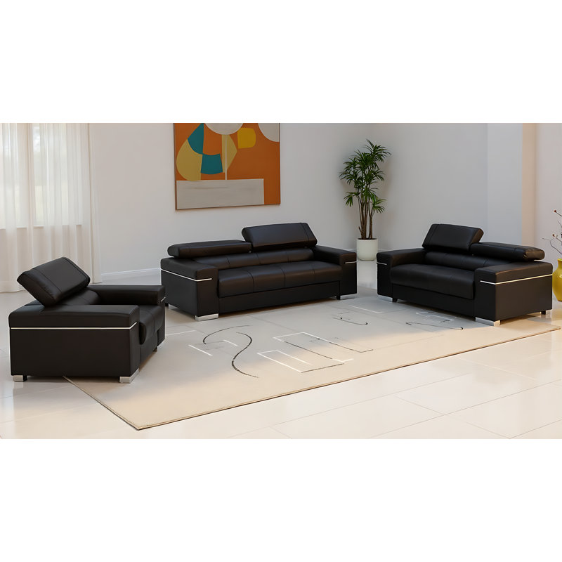 Navkirat 3 - Piece Living Room Set, Black
