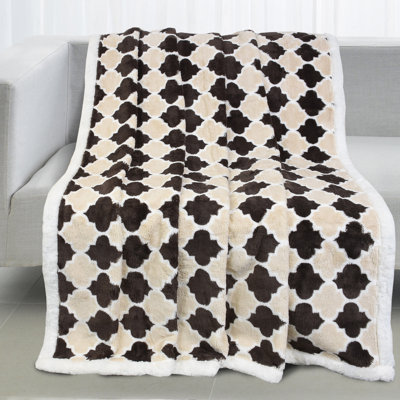 Jeté ultra doux et ultra moelleux 50 po x 70 po, jeté de lit marocain réversible en microfibre floue, couverture toutes saisons pour lit ou canapé