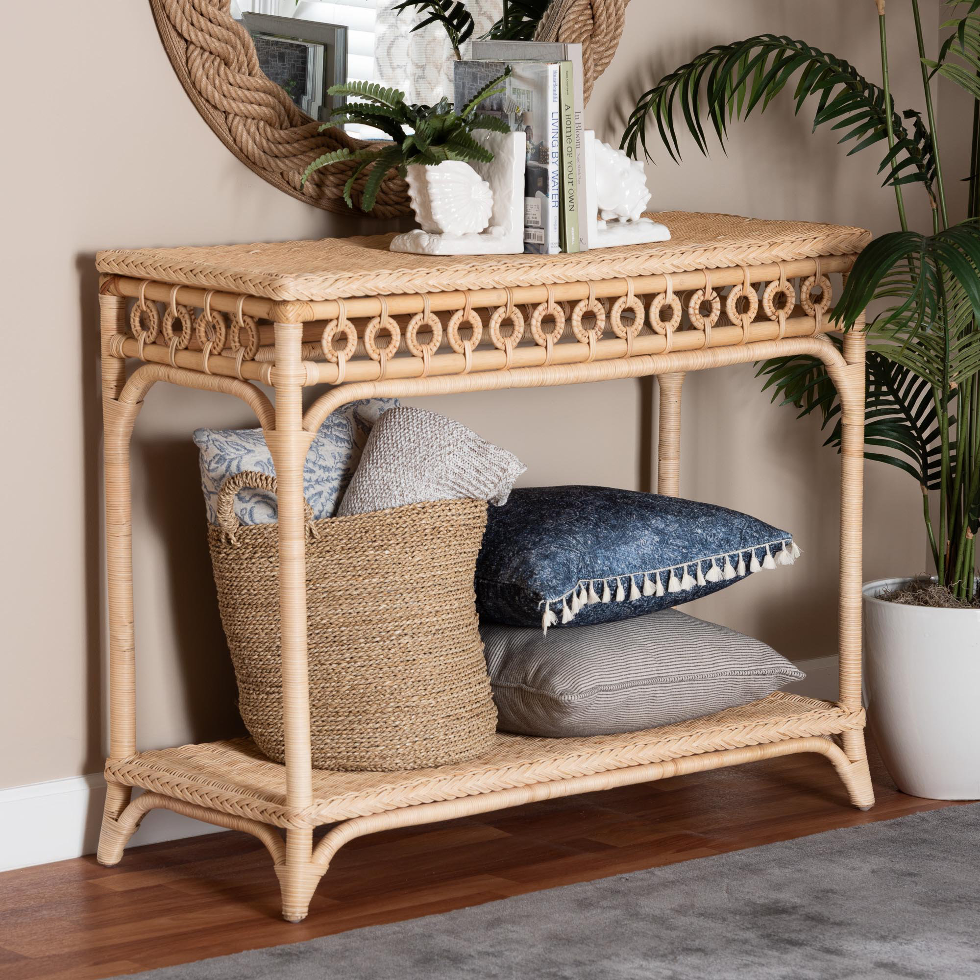 Bayou Breeze Bali & Pari Oxford Braided Natural Rattan Console Table — free download