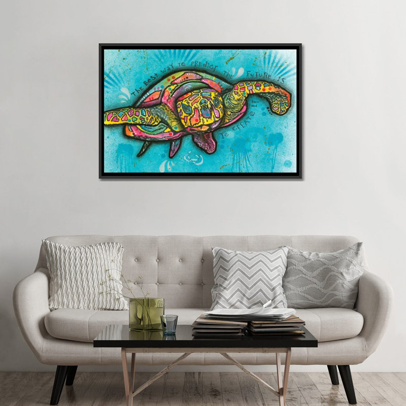 «Turtle», impression sur toile tendue, H 18 po x l 26 po x P 1,5 po, Toile avec cadre noir