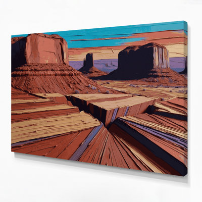 «Southwestern Patterns Mesa Lines 217», art mural sur toile brune