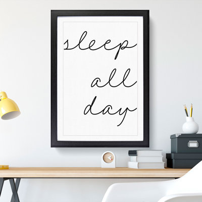 Sleep All Day - Single Picture Frame Print on Wood