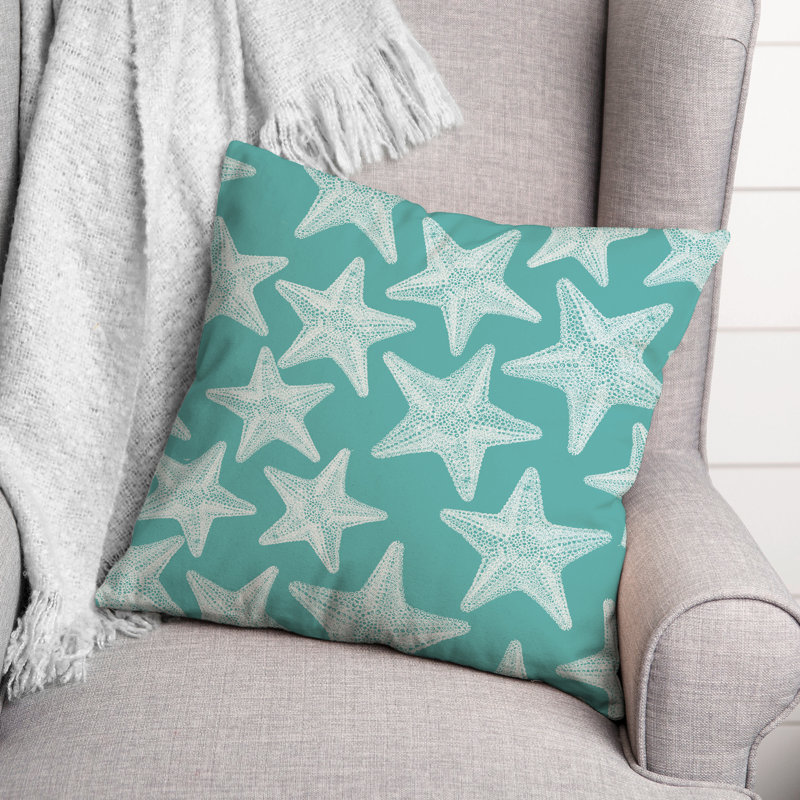  Starfish Square Pillow Cover & Insert, Teal