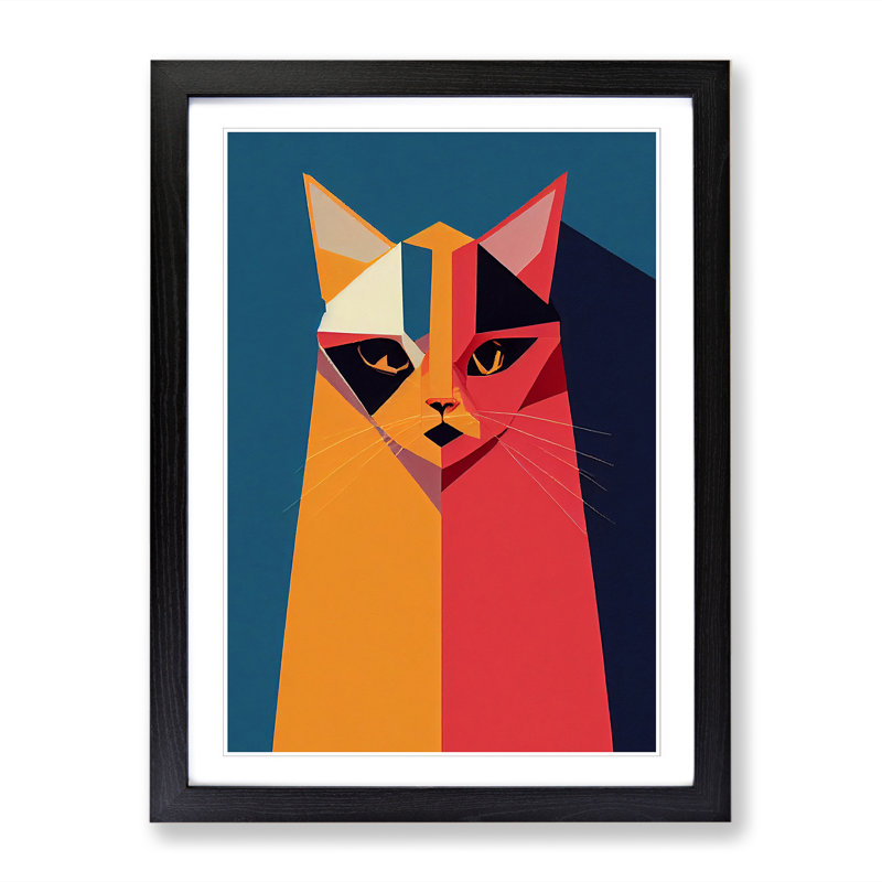 Cat Cubism Vol.1 - Picture Frame Print, Black Framed, 34cm H x 25cm W