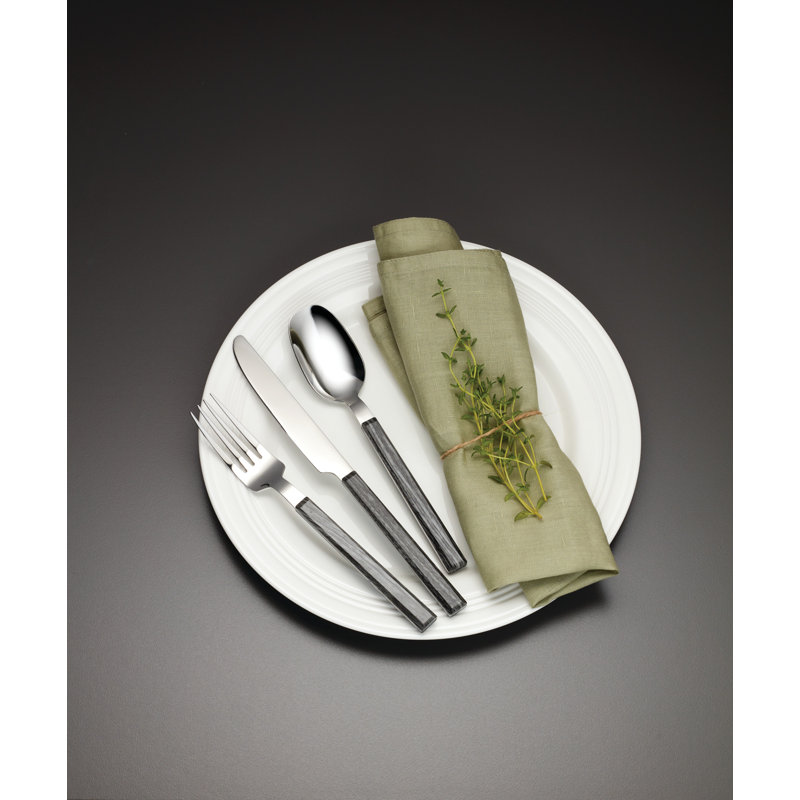 Henley Medium Wood and Stainless Steel 16-Piece Flatware Set