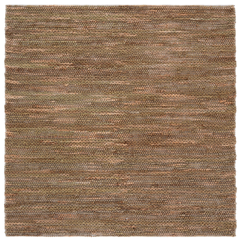 Natural Fiber Couture 101 Hand Loomed Jute/Cotton Rug in Green/Natural, Square 6'