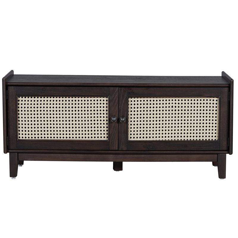 Banc de hall d'entrée Bohème avec portes doubles, 4 compartiments, 3 niveaux de hauteur, siège rembourré, + beige, pour un usage quotidien confortable