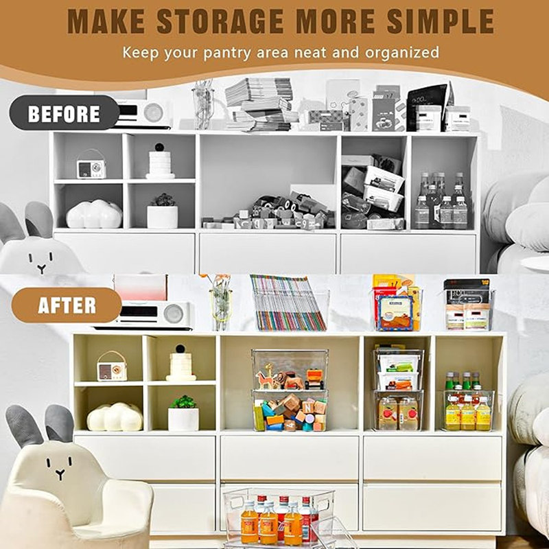 Clear PET Stackable Storage Bins with Lids, 7 Quart, 6 Pack