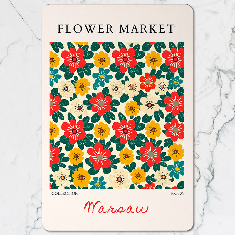 Manseau Flower Market Placemats And Coaster Set With Wood Base And High End Print No 96