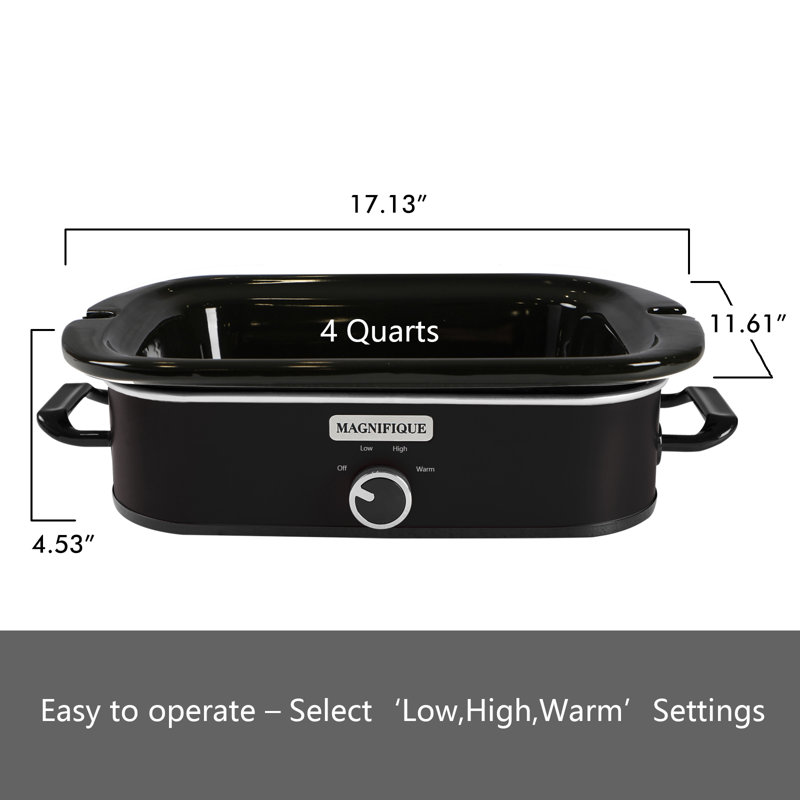 4 Qt. Black Slow Cooker with Locking Lid for Casseroles 4 Qt. Black Slow Cooker with Locking Lid for Casseroles