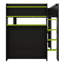 Lit superposé double pleine grandeur avec bureau à hauteur réglable, garde-robe et lumière RVB, lit superposé en bois pour l'installation de jeu-304958951