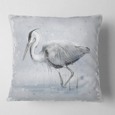Grey Heron Bird - Farmhouse Printed Pillow