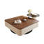 Ensemble de tables basses gigognes 2 pièces Modern avec tiroirs de rangement, plateau en bois de noyer et table d'appoint en verre trempé