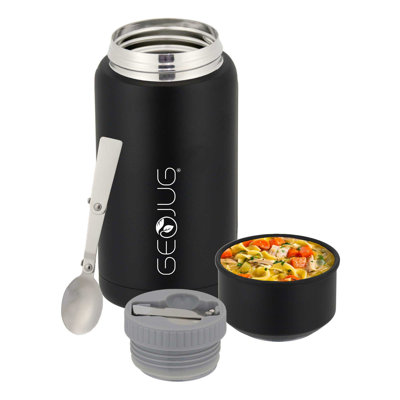 Pot alimentaire en acier inoxydable noir avec cuve pliante et cuillère pliante 25 oz Brentwood GEOJug