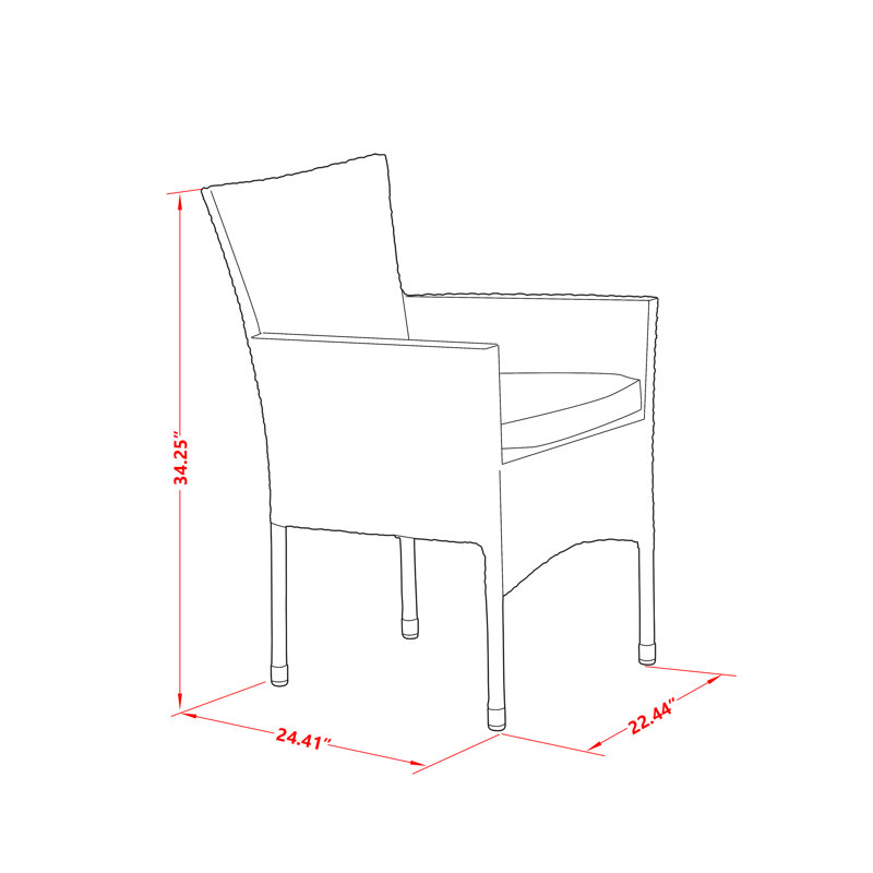 Ensemble de meubles de patio en osier 5 pièces comprenant une table de salle à manger rectangulaire avec plateau en verre et 4 fauteuils de balcon avec coussin, lin naturel