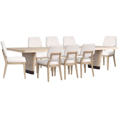 Table de salle à manger Trestle avec 8 chaises d'appoint rembourrées