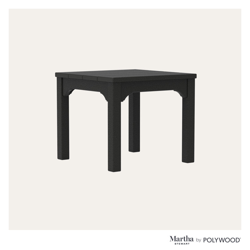 Chinoiserie Square Plastic Outdoor Side Table, Black