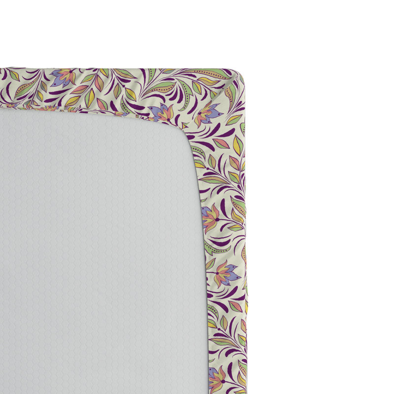 Microfiber Floral Fitted Sheet, Twin XL Fitted Sheet, Green/Yellow Floral