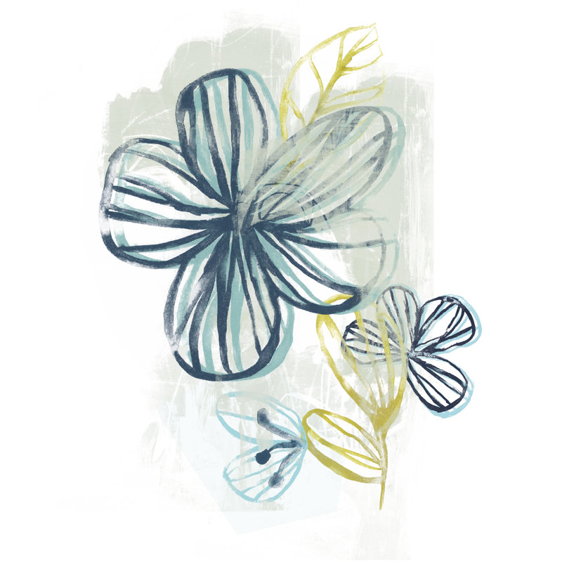 Floral Offset II by June Erica Vess - Wrapped Canvas Painting, 30cm H x 30cm W x 3.8cm D